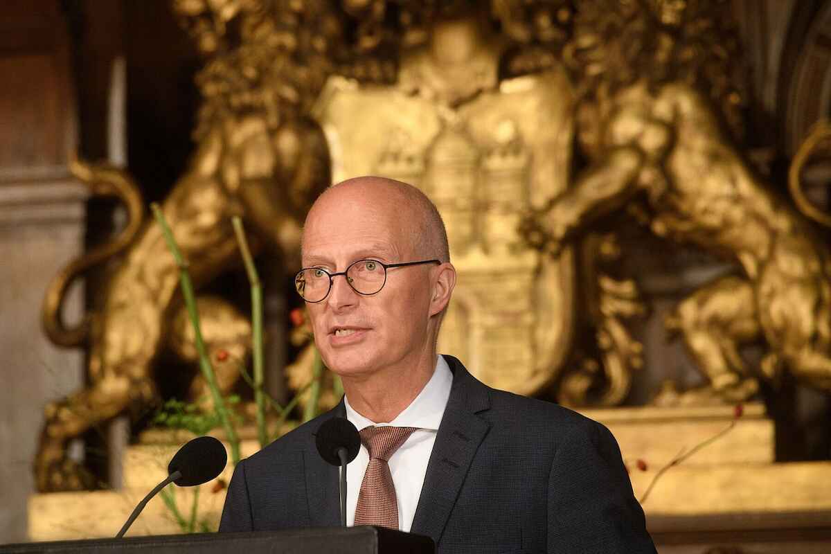 Der erste Bürgermeister der Freie und Hansestadt Hamburg Dr. Peter Tschentscher begrüßte die Gäste zur Verleihung des Körber-Preises 2021.
